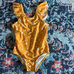 Cat & Jack Yellow Swimsuit with White Dots